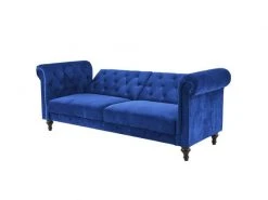 GPASPLUS Cesar Canapé Convertible Clic-clac 3 Places Chesterfield - Velours Bleu - L 217 X P 89 X H 86 Cm -Banquette Magasin G CNF R86926534 E
