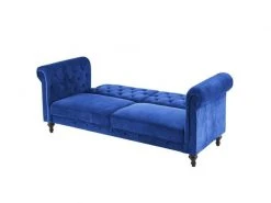 GPASPLUS Cesar Canapé Convertible Clic-clac 3 Places Chesterfield - Velours Bleu - L 217 X P 89 X H 86 Cm -Banquette Magasin G CNF R86926534 F