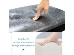 Banc Banquette Design Classique, Banc Rembourrée En Tissu, Banc Capitonné En Lin Et Bois D'hévéa Pour Chambre Salle à Manger Salon Couloir Piano Gris -Banquette Magasin G CNF S47287500 C