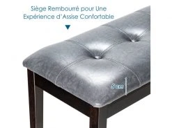 Banc Banquette Design Classique, Banc Rembourrée En Tissu, Banc Capitonné En Lin Et Bois D'hévéa Pour Chambre Salle à Manger Salon Couloir Piano Gris -Banquette Magasin G CNF S47287500 D