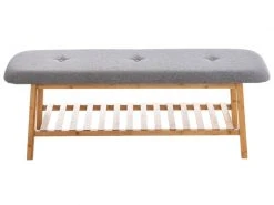 Banquette Marne En Tissu Avec Pieds Carrés En Bois De Bambou , Gris/120 Cm -Banquette Magasin G CNF T26069432 C