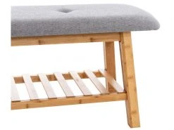 Banquette Marne En Tissu Avec Pieds Carrés En Bois De Bambou , Gris/120 Cm -Banquette Magasin G CNF T26069432 E