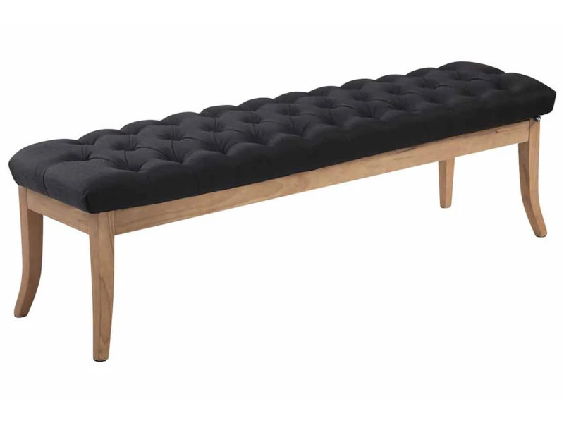 Banc Ramses Tissu Pieds Antique Clair , Noir /150 Cm 3 Banc Ramses Tissu Pieds Antique Clair , Noir /150 Cm