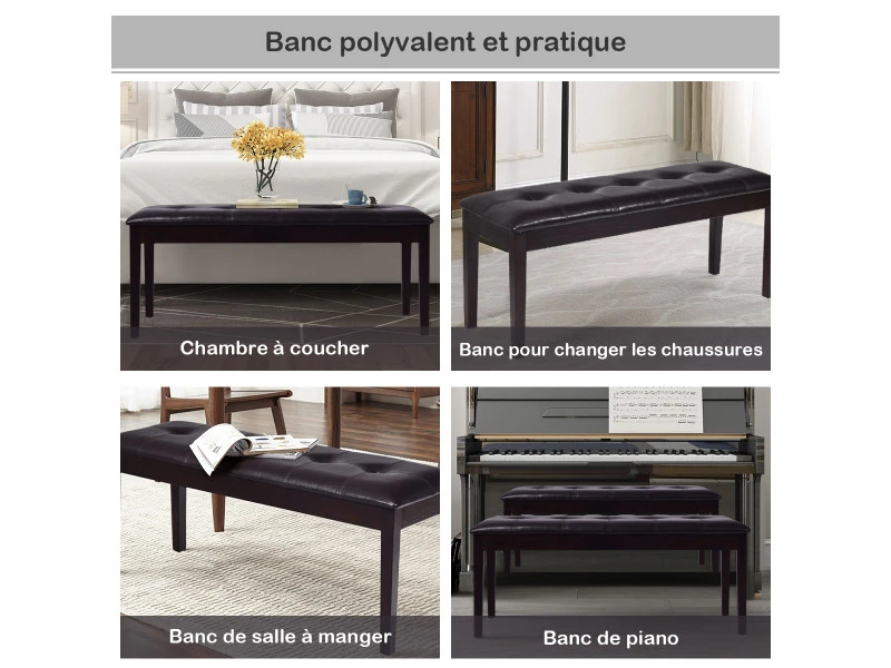 Banc Banquette Design Classique, Banc Rembourrée En Tissu, Banc Capitonné En Lin Et Bois D'hévéa Pour Chambre Salle à Manger Salon Couloir Piano Marron 4 Banc Banquette Design Classique, Banc Rembourrée En Tissu, Banc Capitonné En Lin Et Bois D'hévéa Pour Chambre Salle à Manger Salon Couloir Piano Marron – Image 2