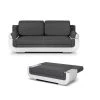 GPASPLUS Banquette Convertible Avec Le Coffre - Tissu Gris Et Simili Blanc - L204 X P90 X H89cm - Nina -Banquette Magasin G CNF T53685930 B