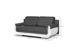 GPASPLUS Banquette Convertible Avec Le Coffre - Tissu Gris Et Simili Blanc - L204 X P90 X H89cm - Nina -Banquette Magasin G CNF T53685930 E