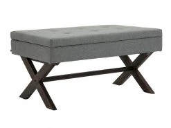Banquette Namaro En Tissu Avec Espace De Rangement Pieds Bois De Caoutchouc , Gris/antique