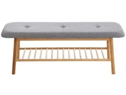 Banquette Marne En Tissu Avec Pieds Ronds En Bois De Bambou , Gris/120 Cm 7 Banquette Marne En Tissu Avec Pieds Ronds En Bois De Bambou , Gris/120 Cm -Banquette Magasin G CNF T84216948 C