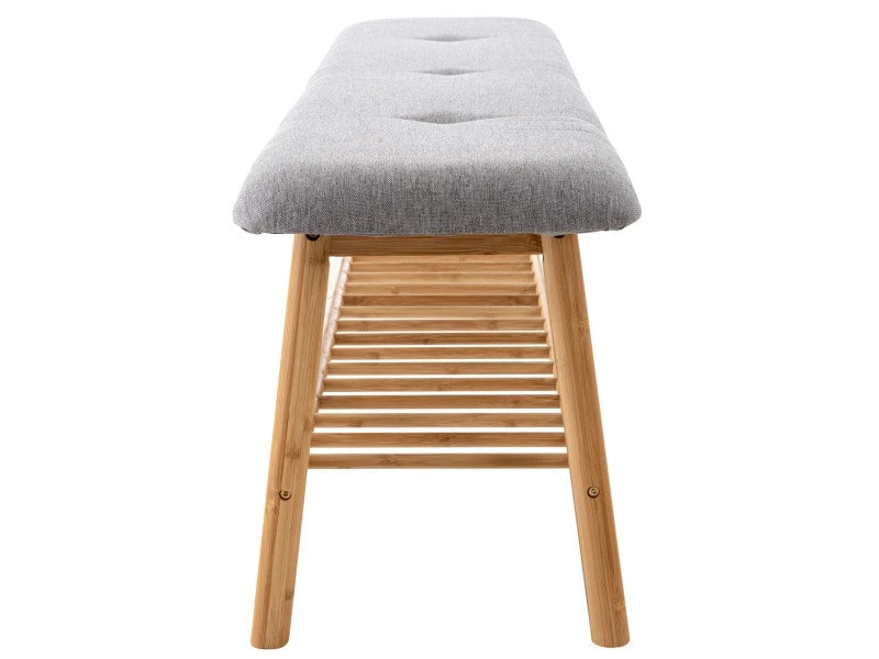 Banquette Marne En Tissu Avec Pieds Ronds En Bois De Bambou , Gris/120 Cm 5 Banquette Marne En Tissu Avec Pieds Ronds En Bois De Bambou , Gris/120 Cm – Image 3