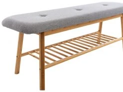 Banquette Marne En Tissu Avec Pieds Ronds En Bois De Bambou , Gris/120 Cm 9 Banquette Marne En Tissu Avec Pieds Ronds En Bois De Bambou , Gris/120 Cm -Banquette Magasin G CNF T84216948 E