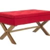 Banquette Namaro En Tissu Avec Espace De Rangement Pieds Bois De Caoutchouc , Rouge/antique Clair -Banquette Magasin G CNF U35844432 B