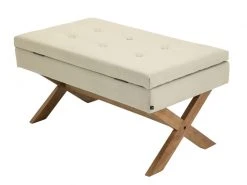 Banquette Namaro En Tissu Avec Espace De Rangement Pieds Bois De Caoutchouc , Crème/antique Clair -Banquette Magasin G CNF U52807370 E