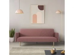 GPASPLUS Banquette Convertible 2 Places En Bois - Tissu Rose - L 202 X P 97 X H 79 Cm - Stella -Banquette Magasin G CNF V22681645 C