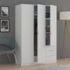 Armoire Blanche à Trois Portes Et Trois Tiroirs, 180 X 121 X 57 Cm -Banquette Magasin G CNF V25694844 B