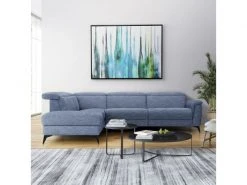 GPASPLUS Canapé D'angle Gauche Avec 1 Place Relax électrique - Tissu Bleu Clair - L 292 X P 232 X H 99 Cm - Melbourne -Banquette Magasin G CNF V38625100 D