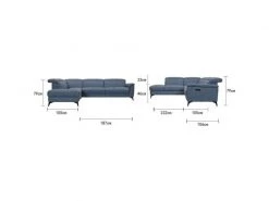GPASPLUS Canapé D'angle Gauche Avec 1 Place Relax électrique - Tissu Bleu Clair - L 292 X P 232 X H 99 Cm - Melbourne -Banquette Magasin G CNF V38625100 E