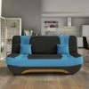Niyo - Canapé 3 Places Convertible En Tissu Noir Et Bleu -Banquette Magasin G CNF V41367769 B