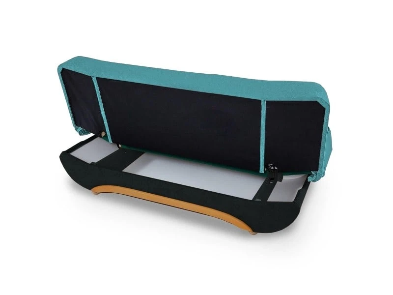 Niyo - Canapé 3 Places Convertible En Tissu Noir Et Bleu 6 Niyo - Canapé 3 Places Convertible En Tissu Noir Et Bleu – Image 4