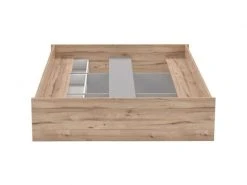 GPASPLUS Lit 180x200 Cm - 3 Tiroirs, Decor Chene Et Blanc - Vankka -Banquette Magasin G CNF V53093711 C