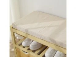 Mobili Rebecca Banquette Coffre 2 Tiroir 2 Etagere Bois Beige Vintage 46x60x33 -Banquette Magasin G CNF V85872028 E