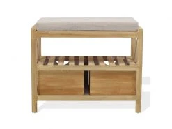 Mobili Rebecca Banquette Coffre 2 Tiroir 2 Etagere Bois Beige Vintage 46x60x33 -Banquette Magasin G CNF V85872028 F