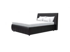 GPASPLUS Cloud Lit Adulte 160x200 Cm + Coffre De Rangement - Simili Noir - Sommier Inclus