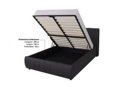 GPASPLUS Cloud Lit Adulte 160x200 Cm + Coffre De Rangement - Simili Noir - Sommier Inclus -Banquette Magasin G CNF W10926844 E