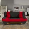 Niyo - Canapé 3 Places Convertible En Tissu Noir Et Rouge -Banquette Magasin G CNF W48679389 B