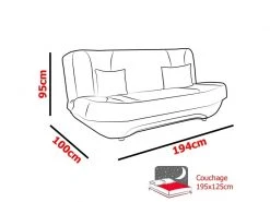 Niyo - Canapé 3 Places Convertible En Tissu Noir Et Rouge -Banquette Magasin G CNF W48679389 C