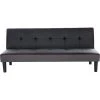 GPASPLUS Ivy Banquette Clic Clac 3 Places Capitonné - Simili Noir Et Tissu Gris Claur - L 180 X P 84 X H 74 Cm -Banquette Magasin G CNF X57903881 B