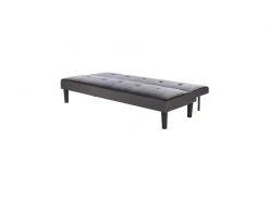 GPASPLUS Ivy Banquette Clic Clac 3 Places Capitonné - Simili Noir Et Tissu Gris Claur - L 180 X P 84 X H 74 Cm -Banquette Magasin G CNF X57903881 D