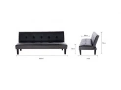 GPASPLUS Ivy Banquette Clic Clac 3 Places Capitonné - Simili Noir Et Tissu Gris Claur - L 180 X P 84 X H 74 Cm -Banquette Magasin G CNF X57903881 E