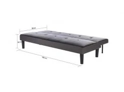 GPASPLUS Ivy Banquette Clic Clac 3 Places Capitonné - Simili Noir Et Tissu Gris Claur - L 180 X P 84 X H 74 Cm -Banquette Magasin G CNF X57903881 F