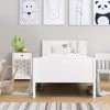 GPASPLUS Haro Lit Enfant - Mdf Et Pin Massif - Decor Chene Et Laque Blanc - Sommier Inclus - 90 X 190 Cm -Banquette Magasin G CNF X70176196 B