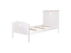 GPASPLUS Haro Lit Enfant - Mdf Et Pin Massif - Decor Chene Et Laque Blanc - Sommier Inclus - 90 X 190 Cm -Banquette Magasin G CNF X70176196 D