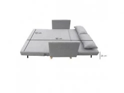 MEUBLETMOI Banquette Convertible 2 Places Tissu Gris Clair Pieds Bois - Judy 11 MEUBLETMOI Banquette Convertible 2 Places Tissu Gris Clair Pieds Bois - Judy -Banquette Magasin G CNF Y33970572 F