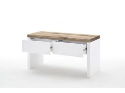 Banc Avec 2 Tiroirs Coloris Laqué Blanc Mat - L91 X H48 X P38 Cm -pegane- -Banquette Magasin G CNF Y35524177 C