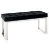Banc En Tissu Velours Rembourré Noir - 100 X 40 X 47 Cm -pegane- -Banquette Magasin G CNF Y87293632 B