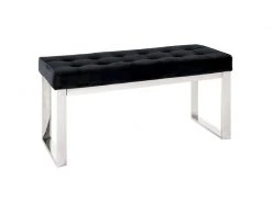 Banc En Tissu Velours Rembourré Noir - 100 X 40 X 47 Cm -pegane-