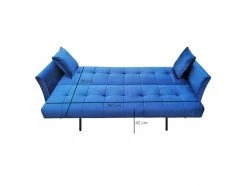 MEUBLETMOI Canapé 3 Places Convertible En Velours Bleu Et Pieds Doré - Ralph -Banquette Magasin G CNF Z39547866 E