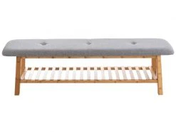 Banquette Marne En Tissu Avec Pieds Carrés En Bois De Bambou , Gris/150 Cm -Banquette Magasin G CNF Z46749666 C